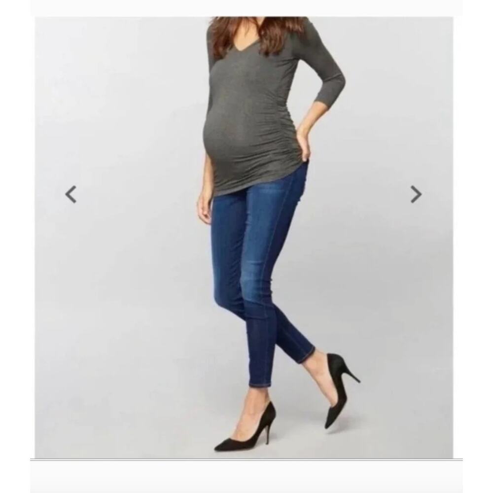 7 For All Mankind Maternity Jeans Dark Wash Skinny Fit Size 29 Belly Band PullOn
